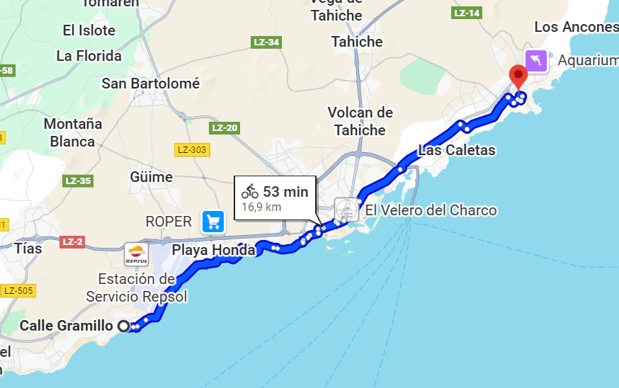 Ruta Matagorda a Costa Teguise