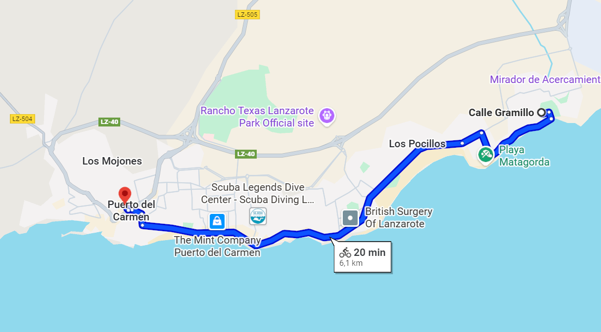 Ruta Matagorda a Puerto del Carmen